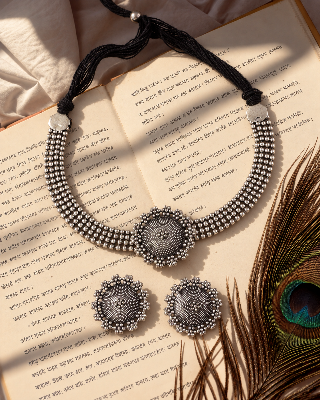 Silver Malavika Oxidised Choker With Earrings