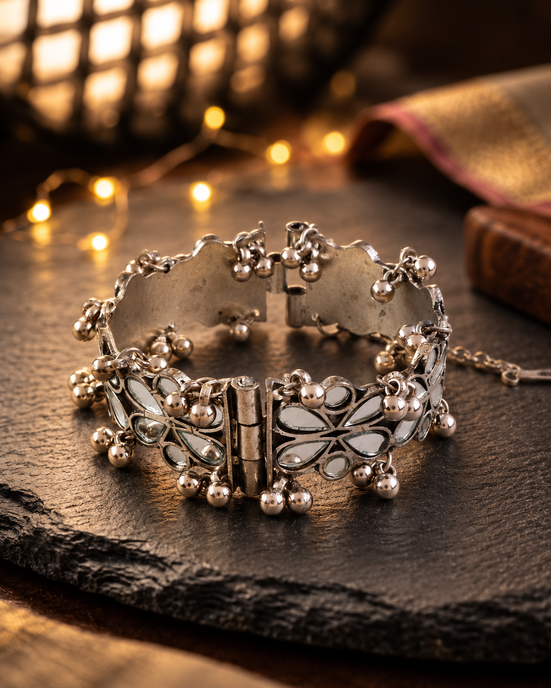 Silver Aradhya Oxidised Bracelet
