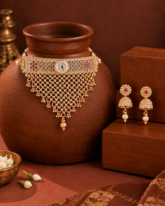 Mrilekha Rajwada Necklace Set with Earring