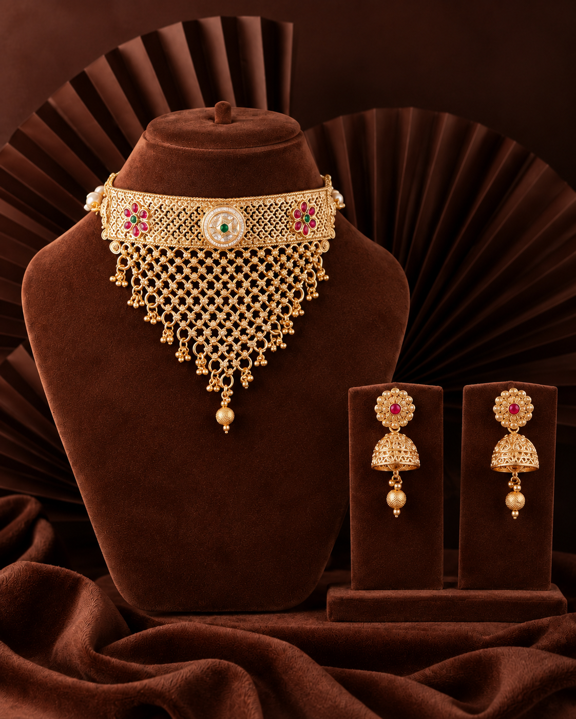 Mrilekha Rajwada Necklace Set with Earring