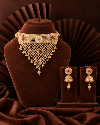 Mrilekha Rajwada Necklace Set with Earring