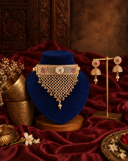 Mrilekha Rajwada Necklace Set with Earring