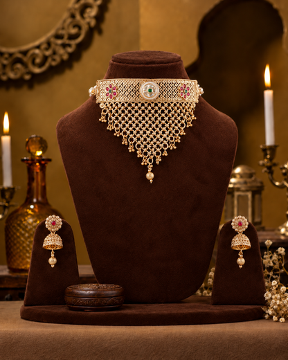 Mrilekha Rajwada Necklace Set with Earring