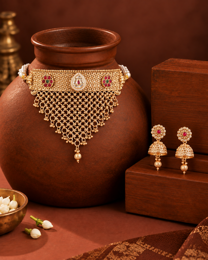Padmalekha Rajwada Necklace Set with Earring