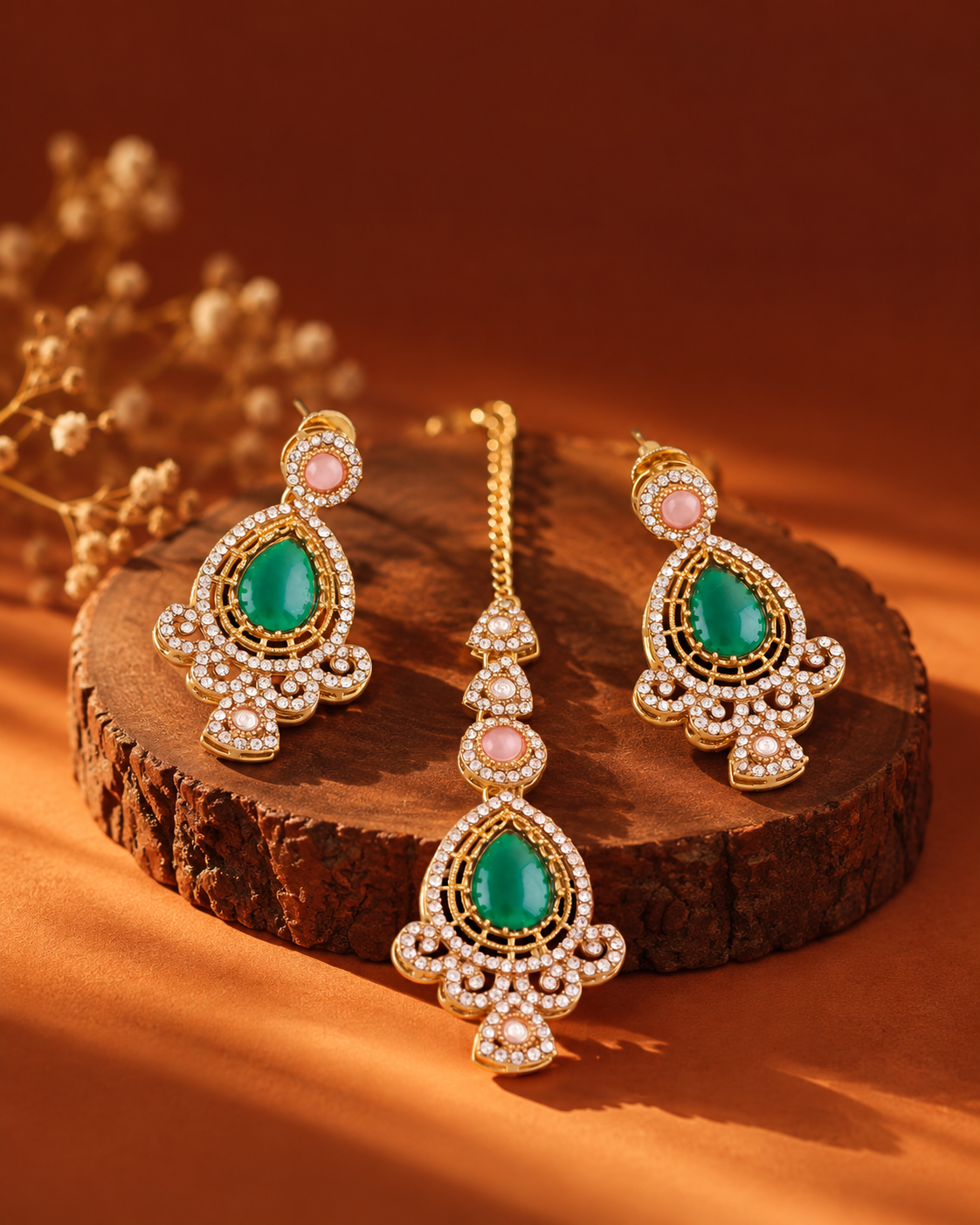 Vamisha Premium Sabya Inspired Earring & Teeka