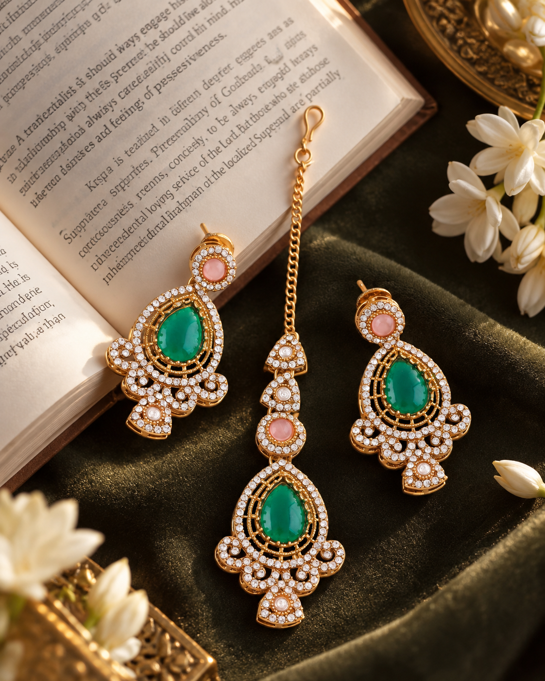 Vamisha Premium Sabya Inspired Earring & Teeka