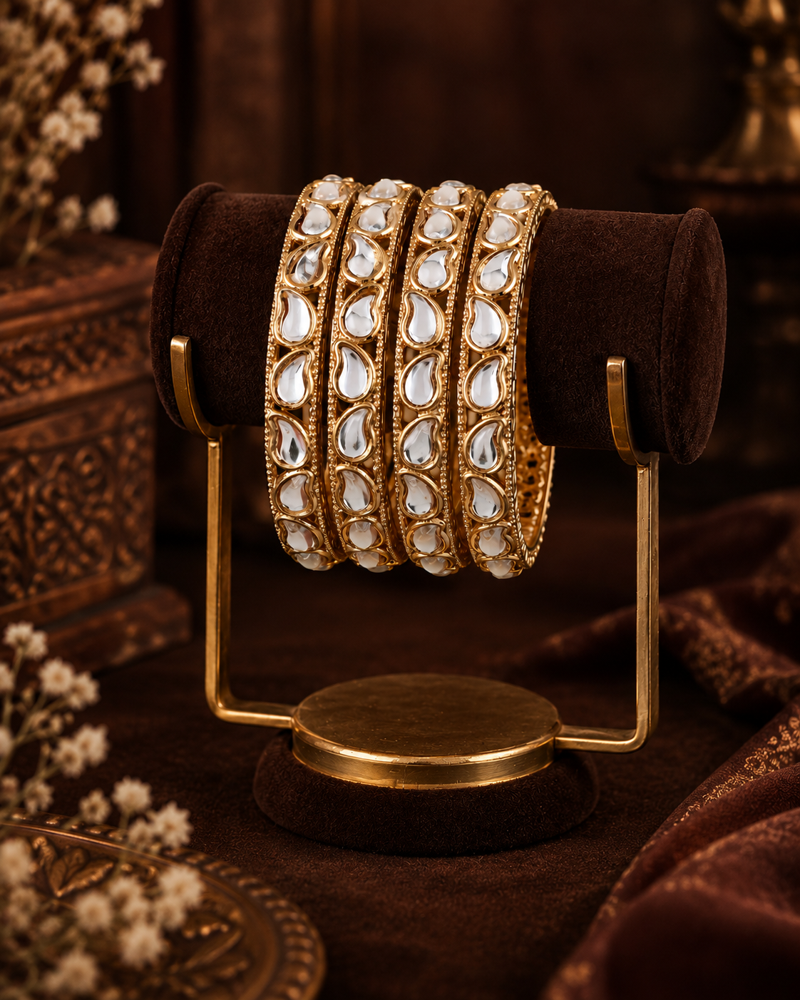 Zivara Kundan Bangle - Pack of 4