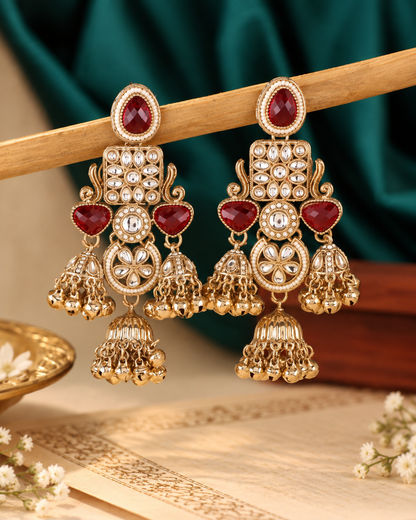 Red Siyana Designer Jumki Earring