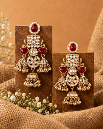 Red Siyana Designer Jumki Earring