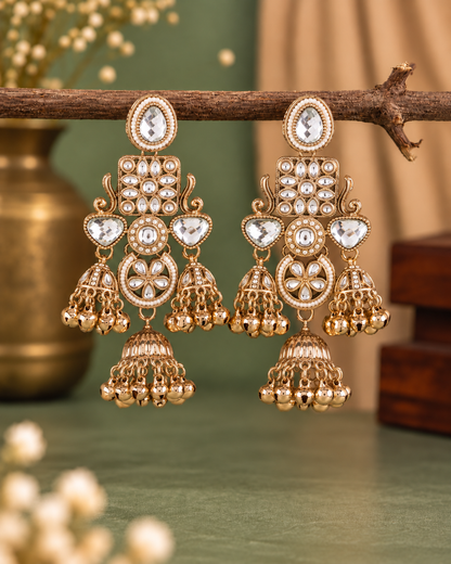 White Siyana Designer Jumki Earring