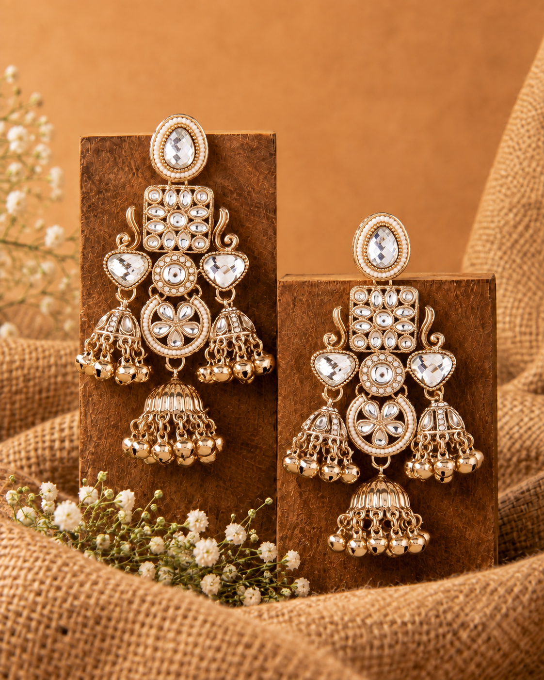 White Siyana Designer Jumki Earring