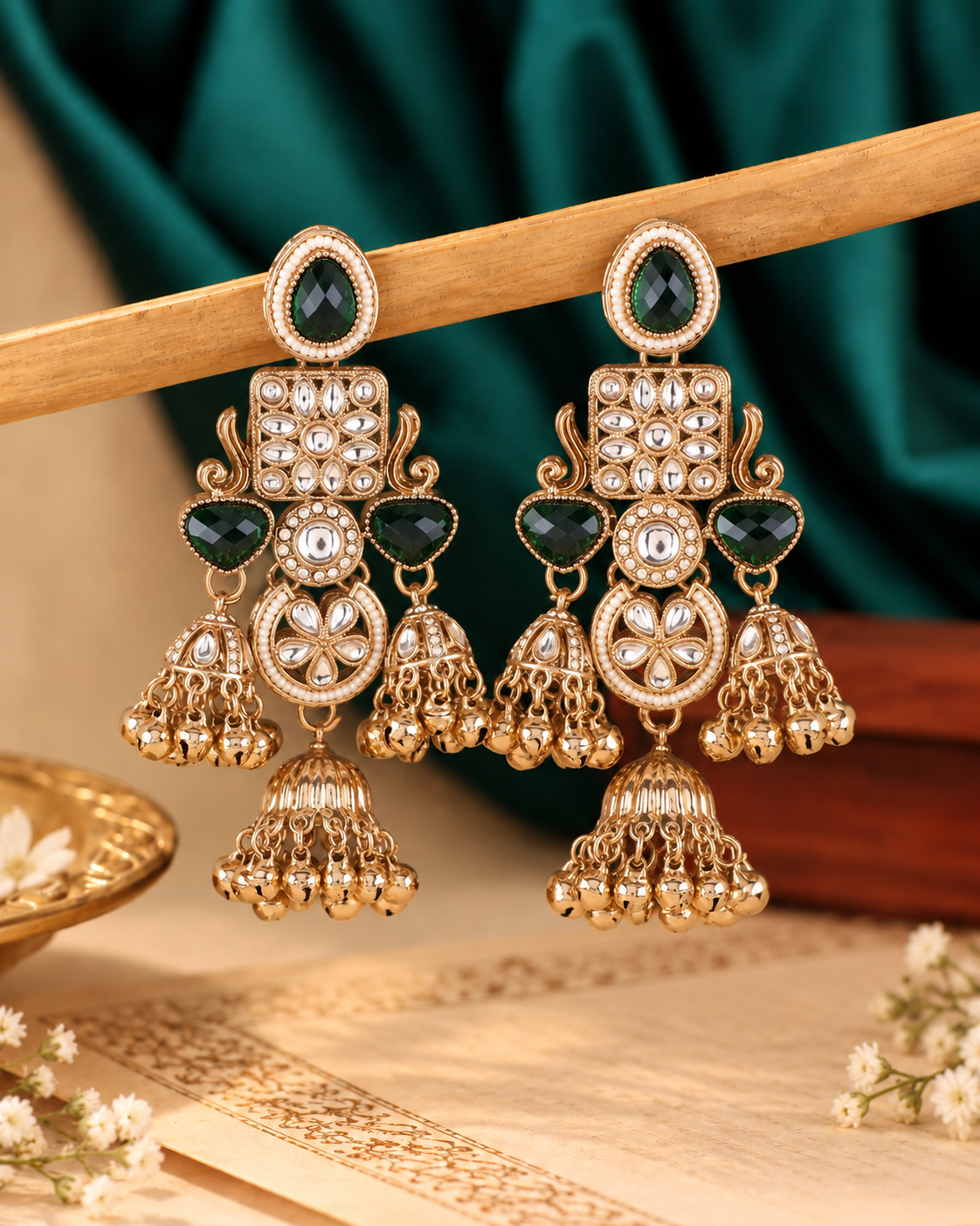 Emerald Siyana Designer Jumki Earring