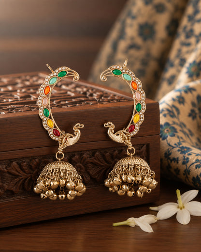 Multi Shankari Designer Ear Cuff Jhumki Earring