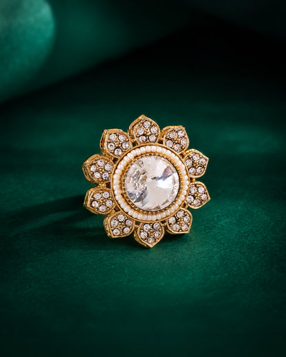 White Aashrita Ethnic Ring