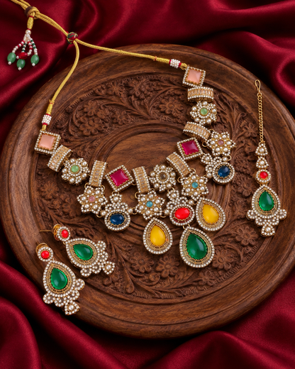 Namisha Premium Sabya Inspired Necklace Set with Earring & Teeka