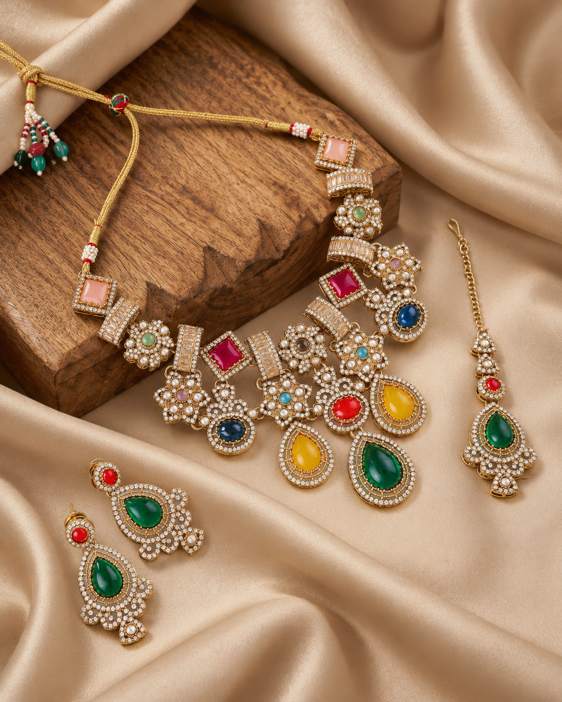 Namisha Premium Sabya Inspired Necklace Set with Earring & Teeka