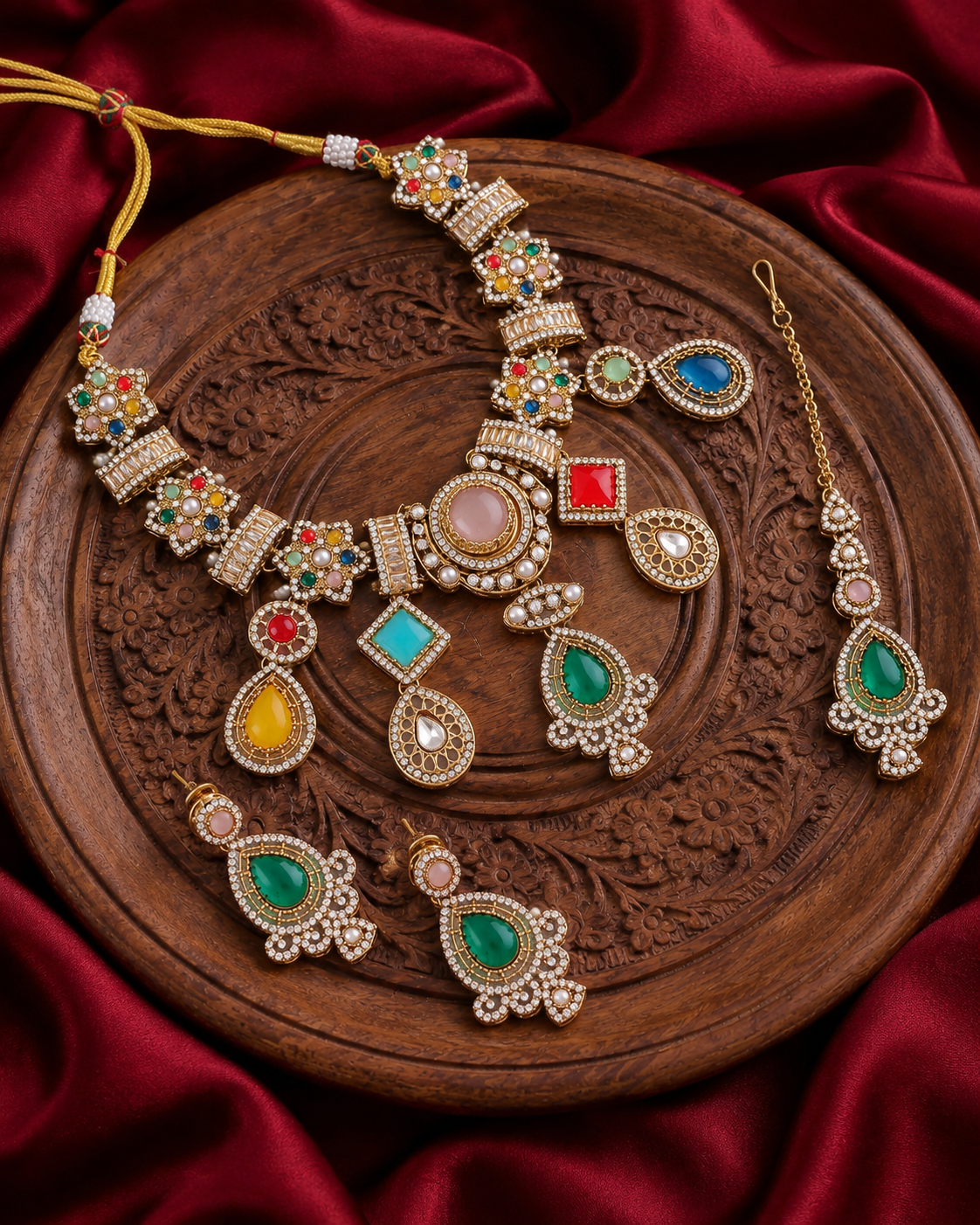 Kavyika Premium Sabya Inspired Necklace Set with Earring & Teeka