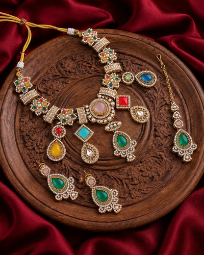 Kavyika Premium Sabya Inspired Necklace Set with Earring & Teeka