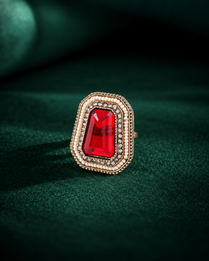 Red Aaboli Ethnic Ring