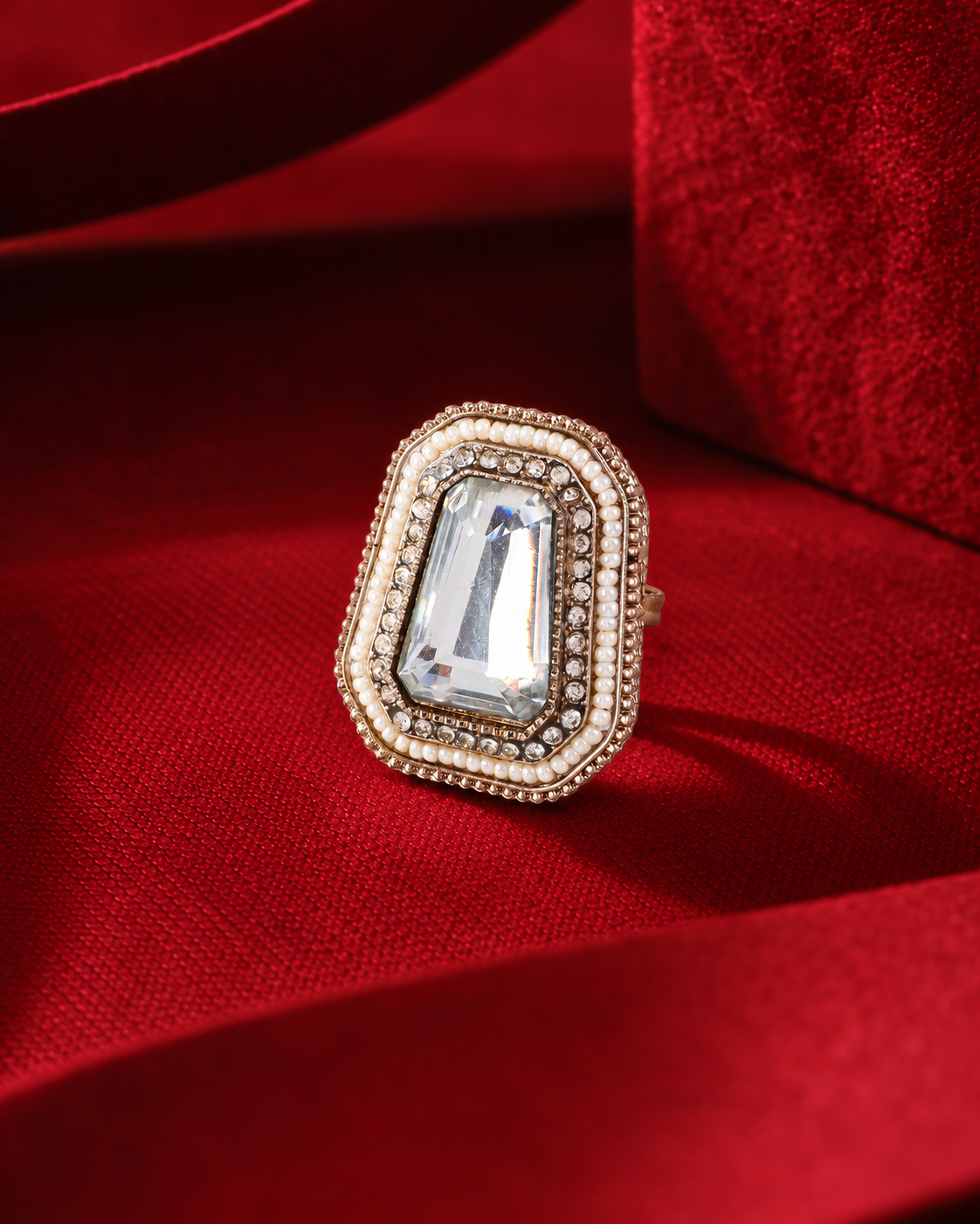 White Aaboli Ethnic Ring