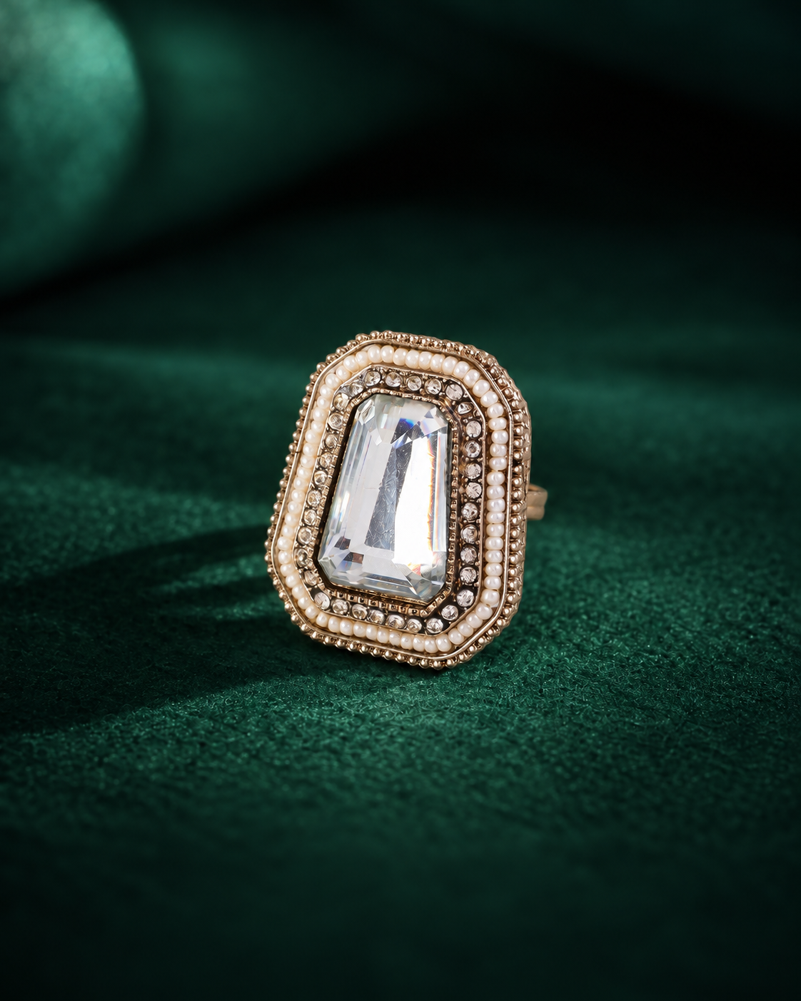 White Aaboli Ethnic Ring