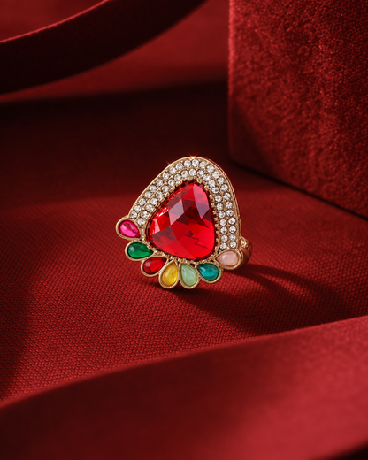 Red Multi Jagruti Ethnic Ring