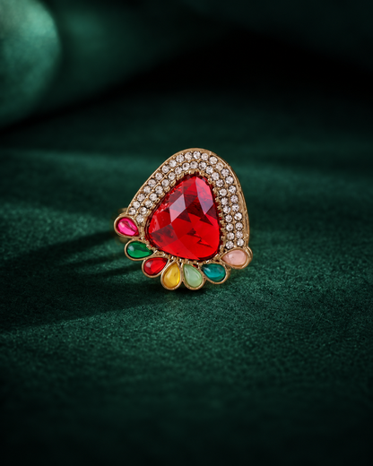 Red Multi Jagruti Ethnic Ring