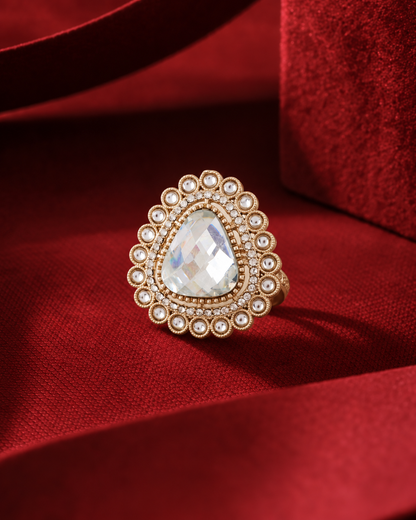 White Kanishi Ethnic Ring