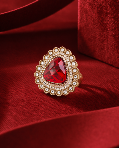 Red Kanishi Ethnic Ring