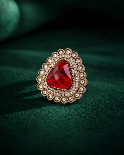 Red Kanishi Ethnic Ring