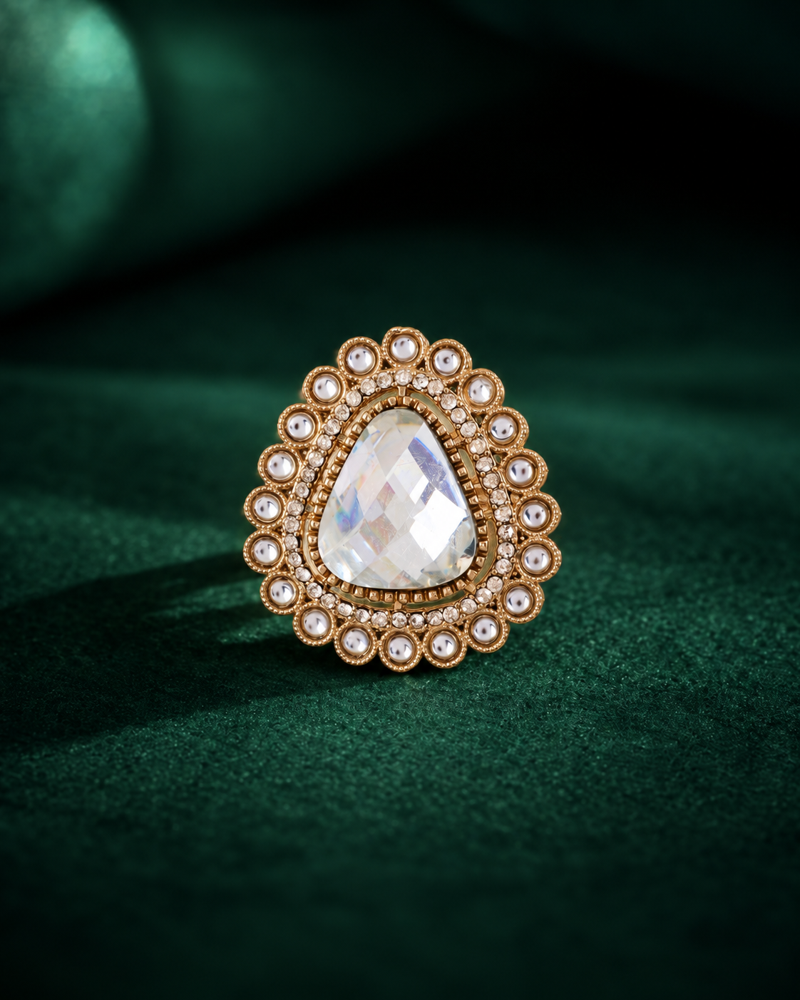 White Kanishi Ethnic Ring