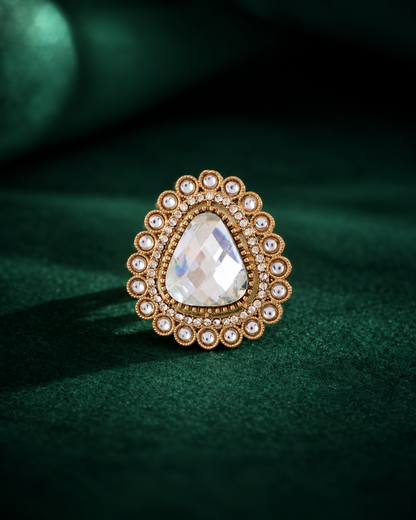 White Kanishi Ethnic Ring