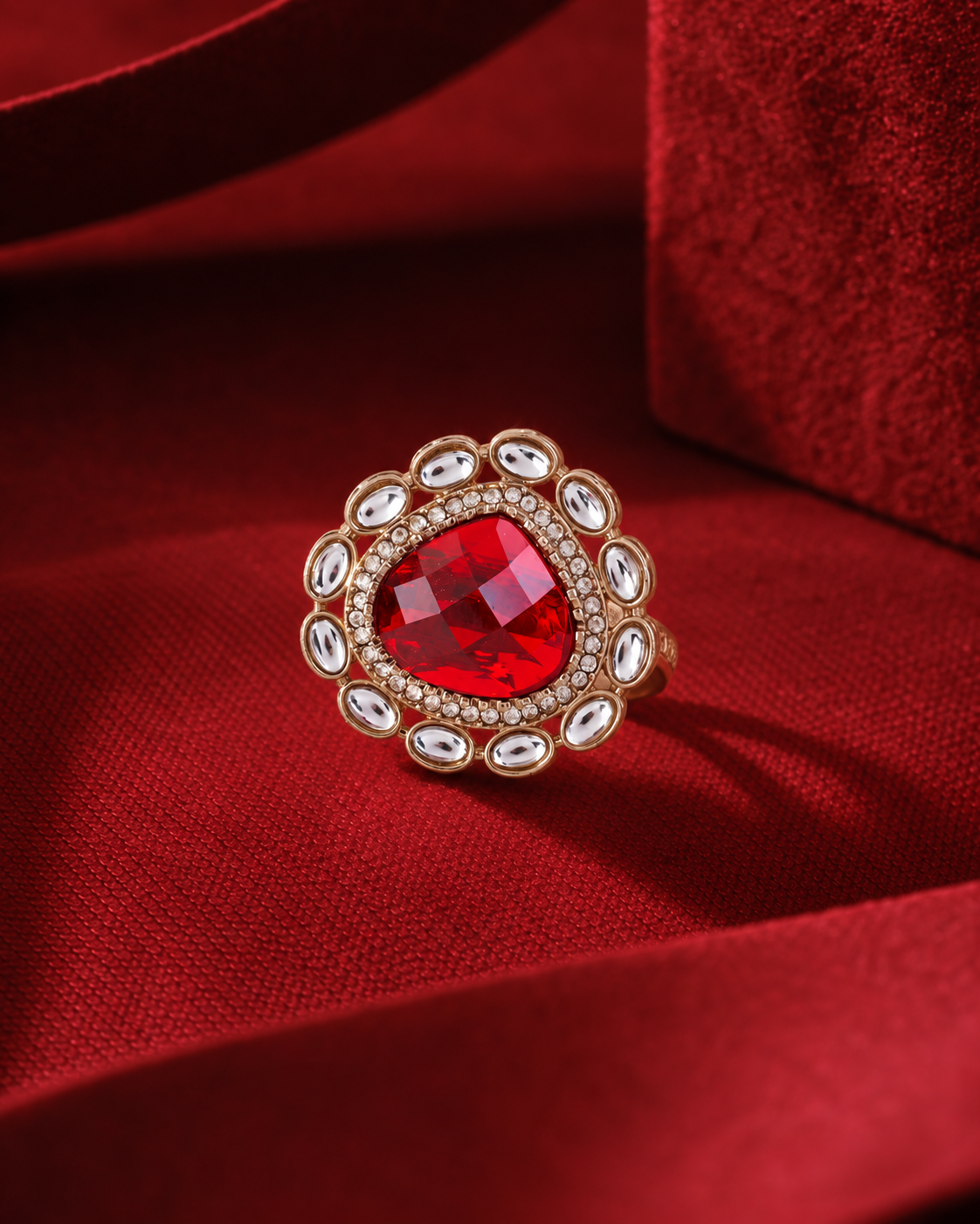 Red Niyara Ethnic Ring