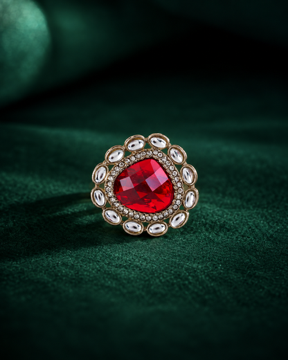 Red Niyara Ethnic Ring