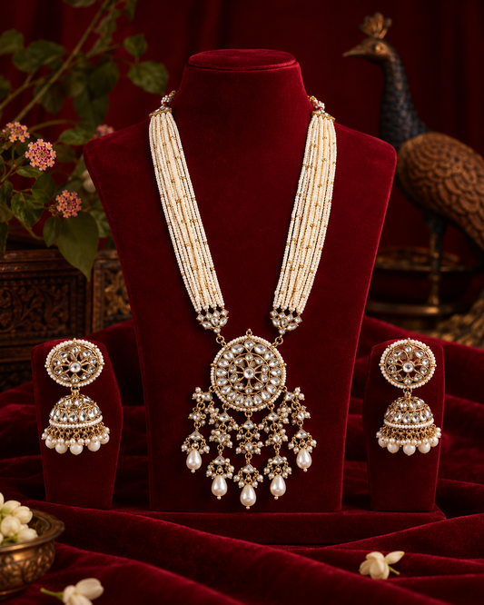 Saanika Premium Long Necklace with Jhumka Earring