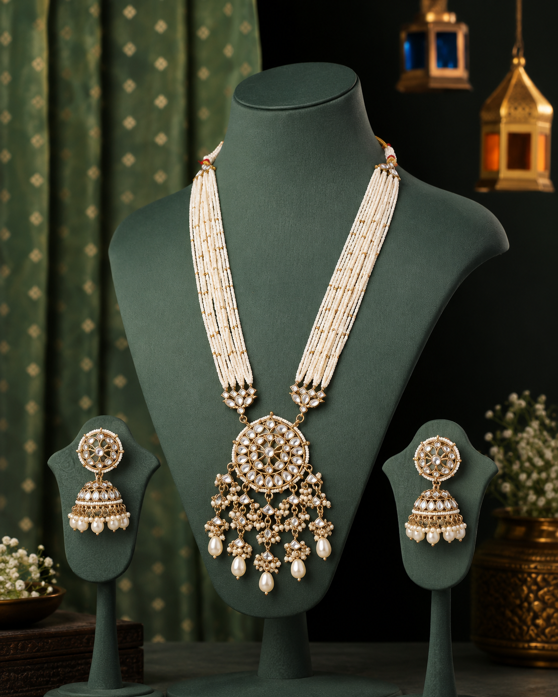 Saanika Premium Long Necklace with Jhumka Earring