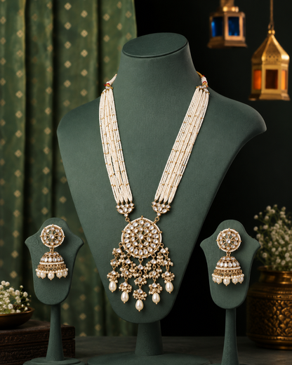 Saanika Premium Long Necklace with Jhumka Earring