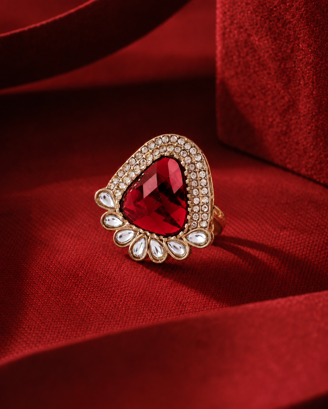 Red Jagruti Ethnic Ring