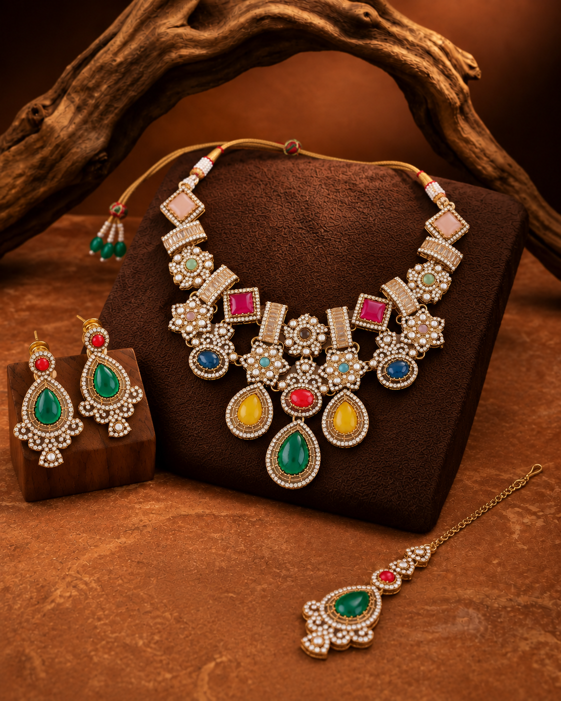 Namisha Premium Sabya Inspired Necklace Set with Earring & Teeka