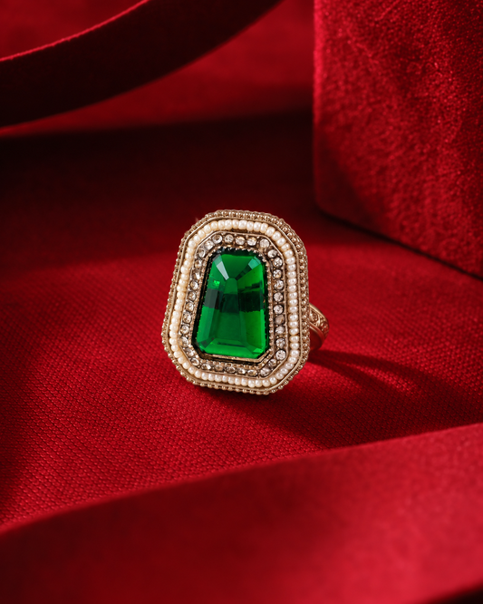 Green Aaboli Ethnic Ring