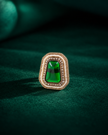 Green Aaboli Ethnic Ring