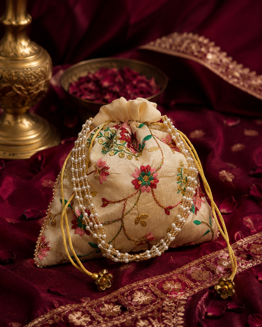 Ethnic Batua HandBag - Ivory