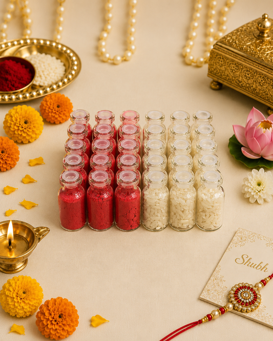 Mini Roli Chawal Glass Bottles Set