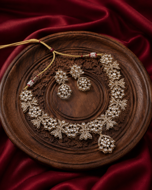 Keswani Premium Kundan Zircon Necklace Set With Earring