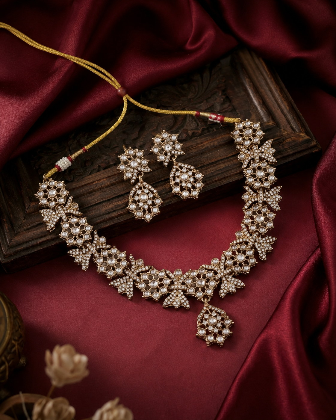 Keswani Premium Kundan Zircon Necklace Set With Earring