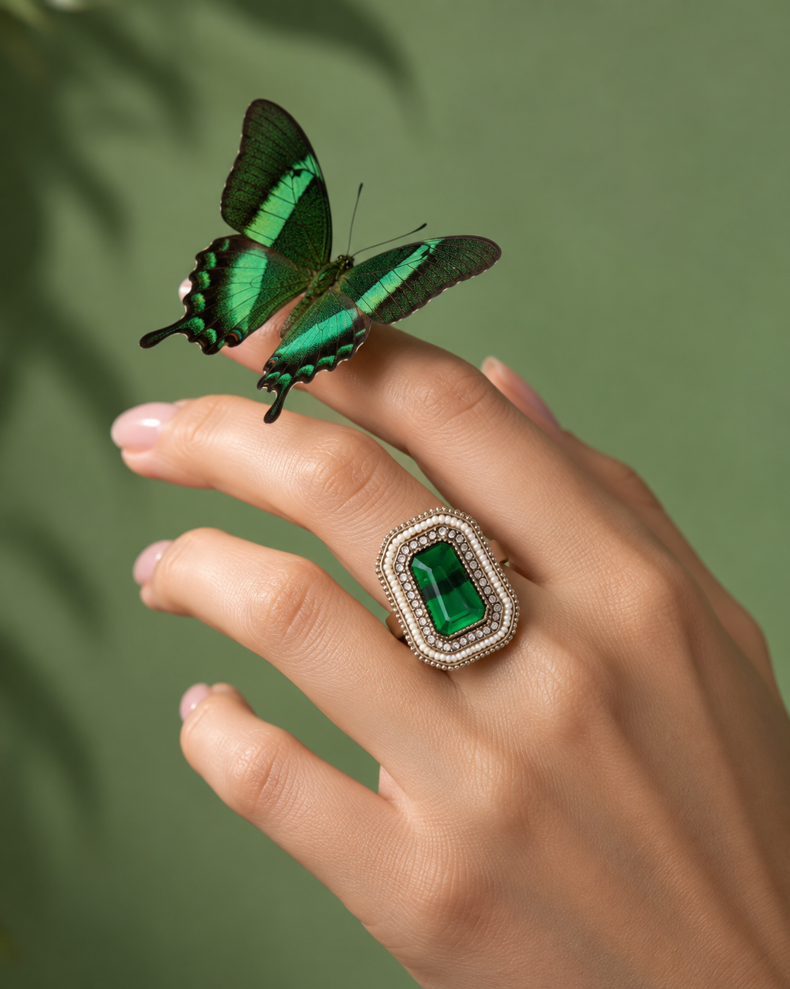 Green Aaboli Ethnic Ring