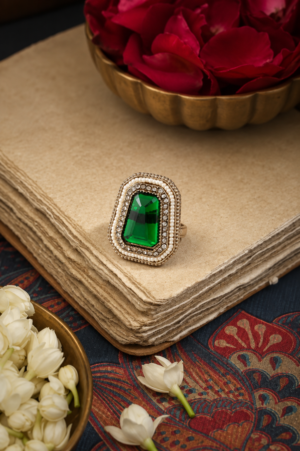 Green Aaboli Ethnic Ring