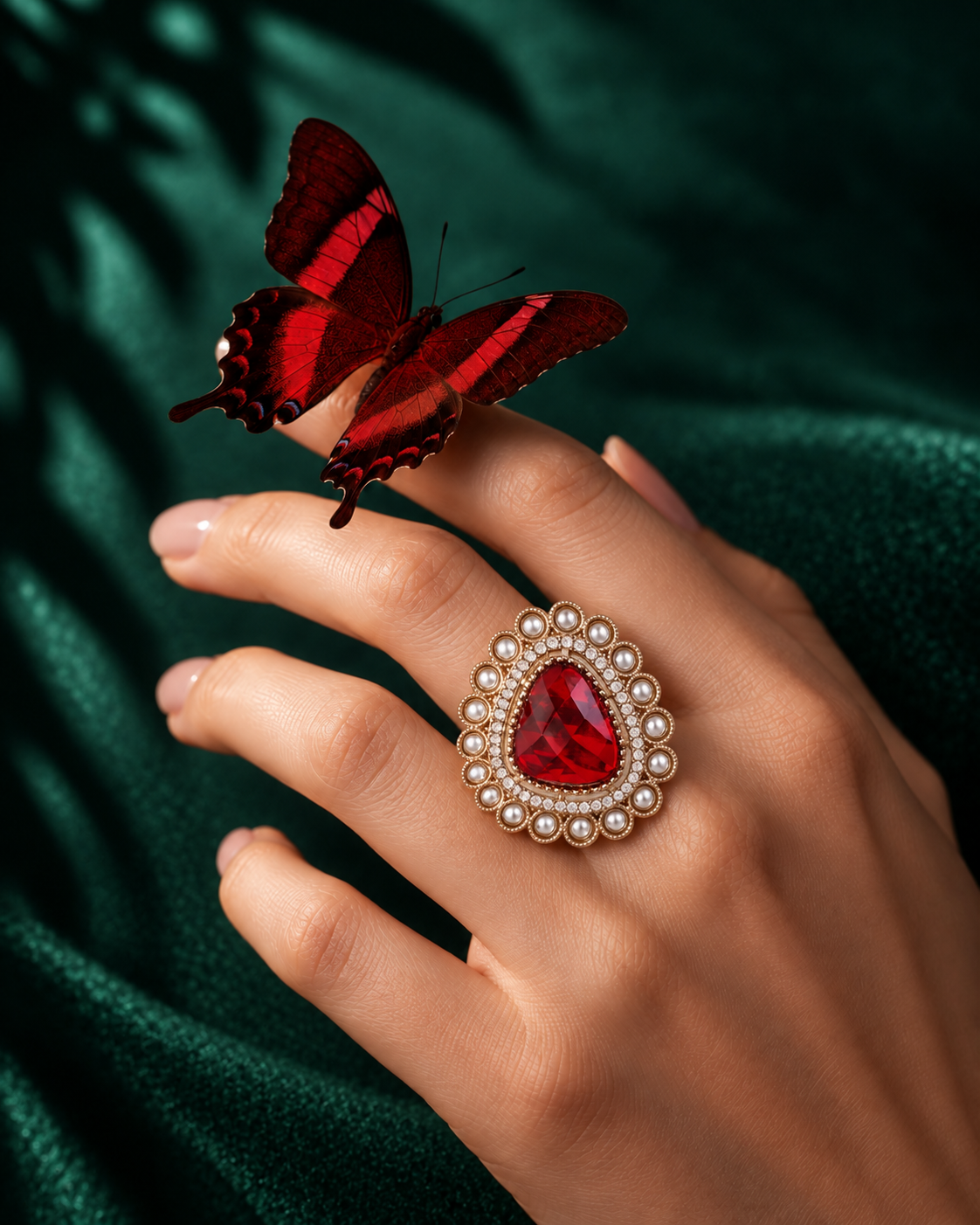 Red Kanishi Ethnic Ring