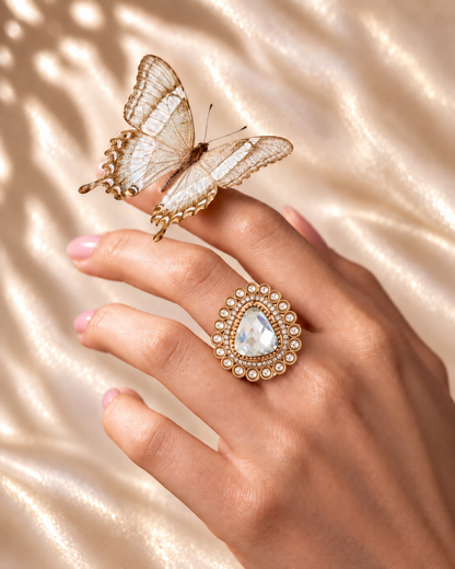 White Kanishi Ethnic Ring