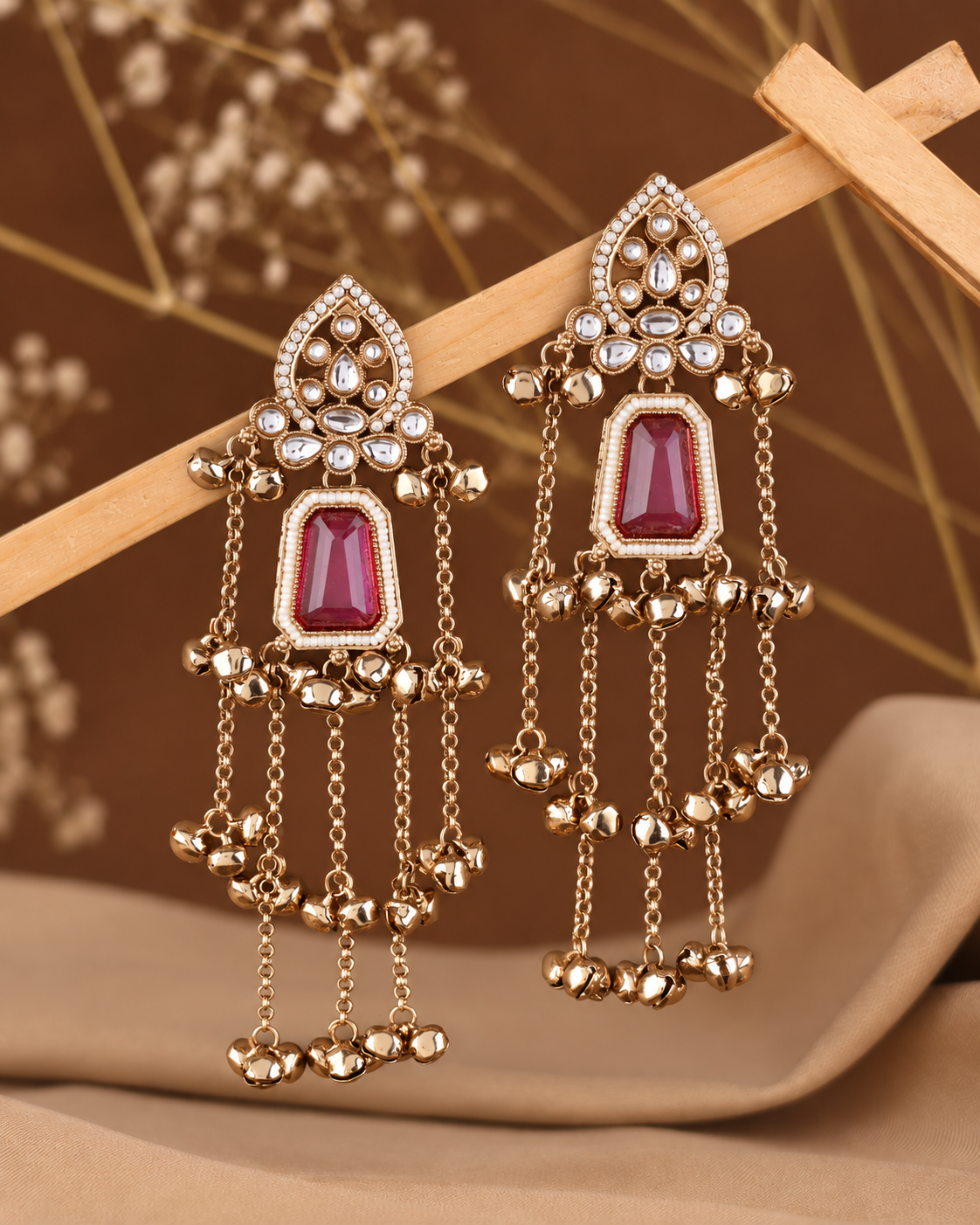 Onion Ekansh Kashmiri Look Ghunghru Jhumka Earring